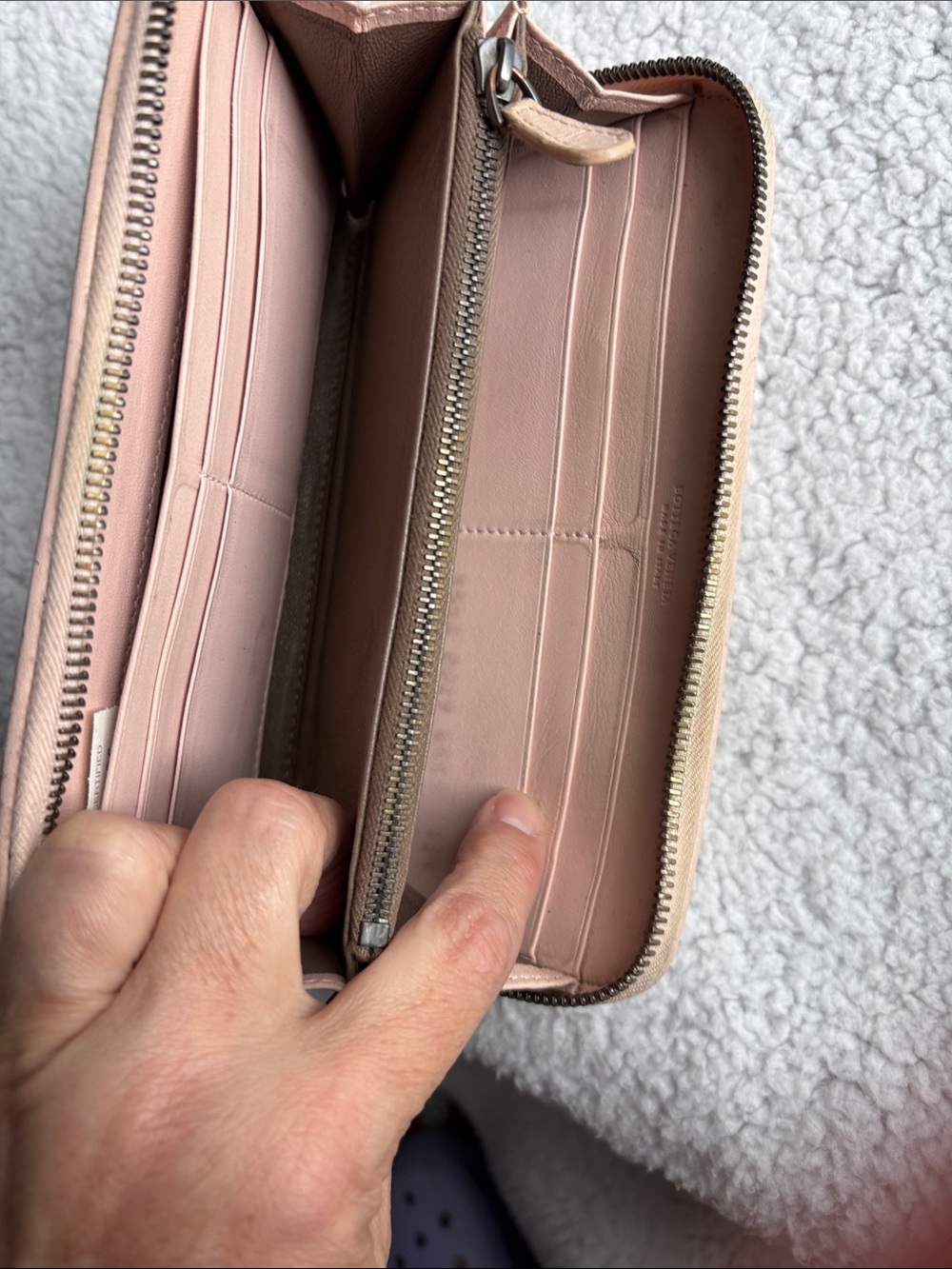 Bottega Veneta NAPPA Lambskin Leather Woven Zip-Around Wallet in Blush Pink - Picture 8 of 15